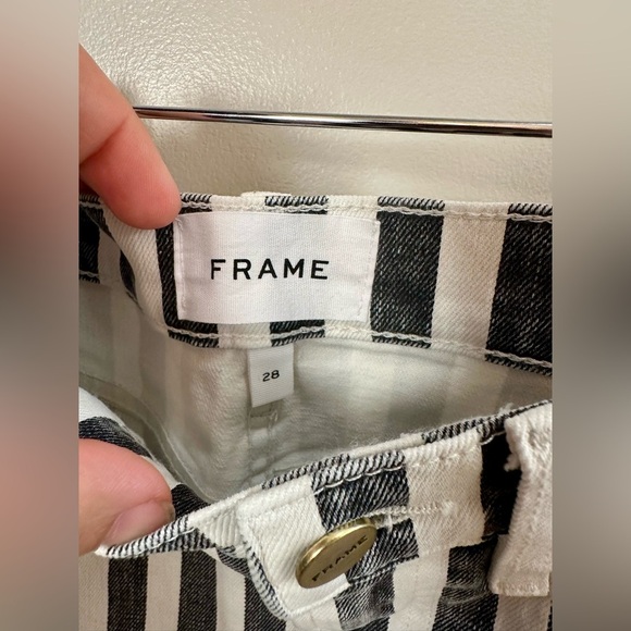 FRAME Le Mini Stripe Denim Skirt Size 28 (Size 6) - Picture 4 of 8